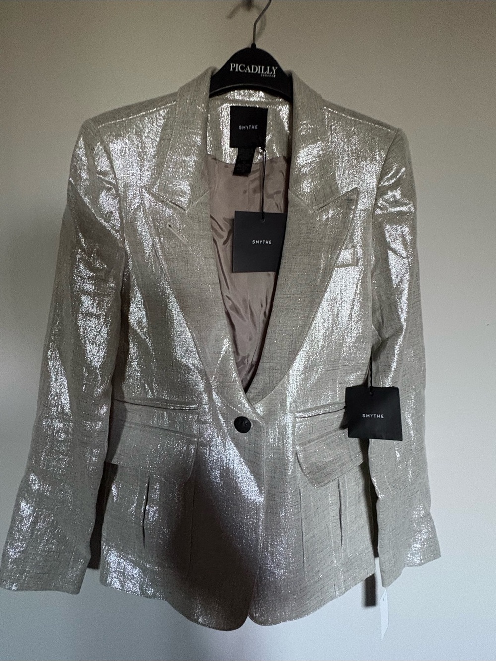 Smythe Silver Metallic Single-Button Blazer